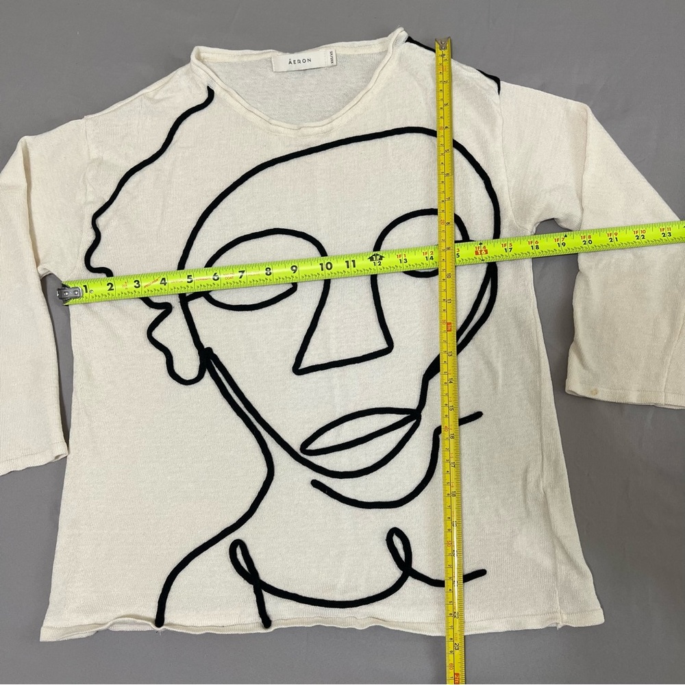 Cream Sweater with Black Abstract Design - Picture 12 of 13